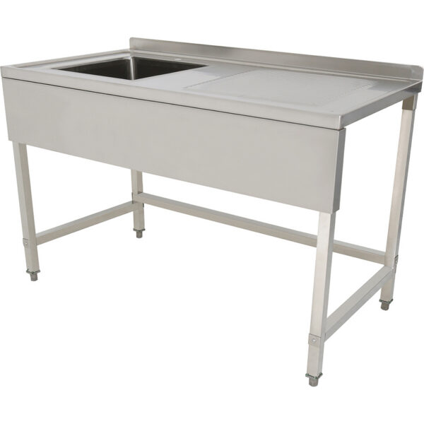 Komerciālā izlietne Nerūsējošais tērauds 1400x700x900mm 1 bļoda pa kreisi Aizsargsiena 50mm | Adexa DSE1470L