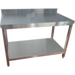 Komerciālais darba galds ar apakšplauktu un backsplash, nerūsējošais tērauds, kvadrātveida kājas, 600x800x900mm | Adexa QNH11134 - Image 6