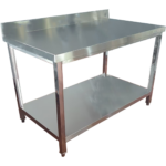 Komerciālais darba galds ar apakšplauktu un backsplash, nerūsējošais tērauds, kvadrātveida kājas, 600x800x900mm | Adexa QNH11134