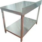 Komerciālais darba galds ar apakšplauktu un backsplash, nerūsējošais tērauds, kvadrātveida kājas, 600x800x900mm | Adexa QNH11134 - Image 2