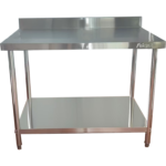 Komerciālais darba galds Ar apakšējo plauktu Aizmugurējais panelis Nerūsējošā tērauda Apaļas kājas 1500x600x900mm | Adexa QNH1144 - Image 3