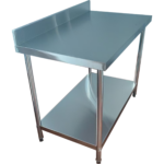 Komerciālais darba galds Ar apakšējo plauktu Aizmugurējais panelis Nerūsējošā tērauda Apaļas kājas 1500x600x900mm | Adexa QNH1144 - Image 2