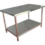 Komercdarba galds Ar apakšplauktu Nerūsējošais tērauds Apaļas kājas 600x700x900mm | Adexa QNH1114