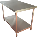 Komercdarba galds Ar apakšplauktu Nerūsējošais tērauds Apaļas kājas 600x700x900mm | Adexa QNH1114 - Image 3