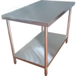 Komercdarba galds Ar apakšplauktu Nerūsējošais tērauds Apaļas kājas 600x700x900mm | Adexa QNH1114 - Image 6