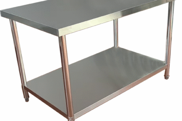 Komercdarba galds Ar apakšplauktu Nerūsējošais tērauds Apaļas kājas 600x700x900mm | Adexa QNH1114