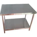 Komercdarba galds Ar apakšplauktu Nerūsējošais tērauds Apaļas kājas 600x700x900mm | Adexa QNH1114 - Image 2