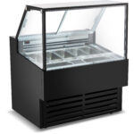 Profesionāls želeto un saldējuma pasniegšanas vitrīnas skaitītājs 7 trauki Taisna priekšējā Melna | Adexa DW7B