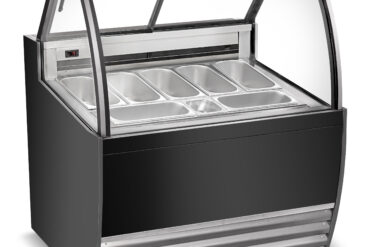 Profesionālais želejas un saldējuma servējamais displeja skaitītājs 7 trauki Izliekts priekšējais Melns | Adexa DW7RB