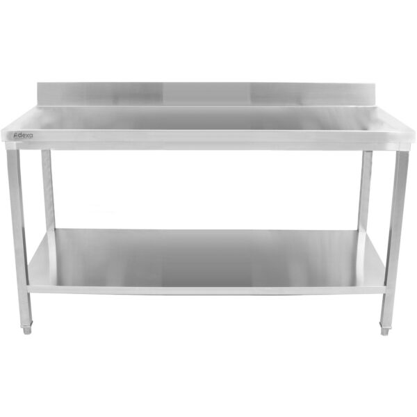 Profesionāls darba galds Nerūsējošais tērauds Apakšējais plaukts Aizmugurējais panelis 1500x700x900 mm | Adexa THATS157A