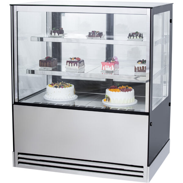 Komerciālais Kūku Lejupielādes Stends ar Taisnu Priekšu, 2 Plaukti, 1000x700x1200mm, Nerūsējošais Tērauds un Melns | Adexa HL1000ER2