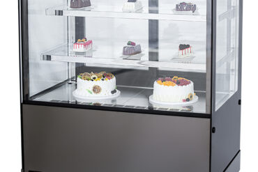 Komerciālais Kūku Luksafors, Taisns Priekša, 2 Plaukti 1000x700x1200mm, Melns | Adexa HL1000ER2B