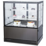 Komerciālais Kūku Luksafors, Taisns Priekša, 2 Plaukti 1000x700x1200mm, Melns | Adexa HL1000ER2B