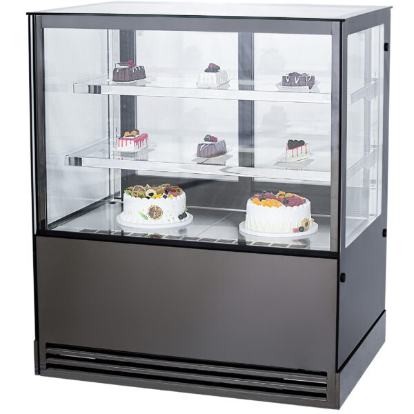 Komerciālais Kūku Luksafors, Taisns Priekša, 2 Plaukti 1000x700x1200mm, Melns | Adexa HL1000ER2B