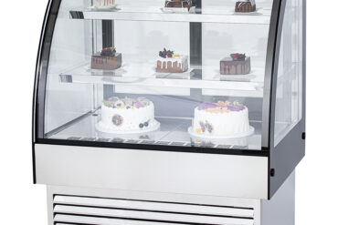 Komerciālais kūku letes noapaļots priekšgals 2 plaukti 900x700x1200mm Nerūsējošais tērauds un melns | Adexa HL900S2