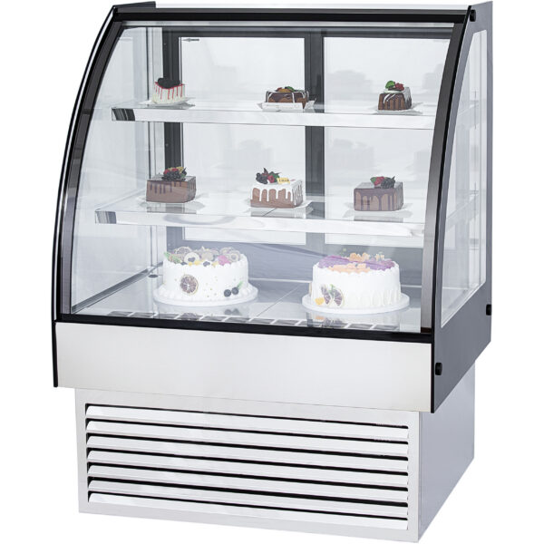 Komerciālais kūku letes noapaļots priekšgals 2 plaukti 900x700x1200mm Nerūsējošais tērauds un melns | Adexa HL900S2