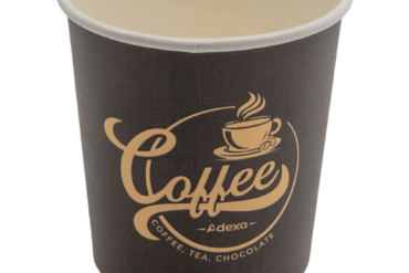 500 gab Kompostējamas Kafijas Krūzes Dubultasienas 8oz/237ml Brūna ar dizainu | Adexa PCDW8B