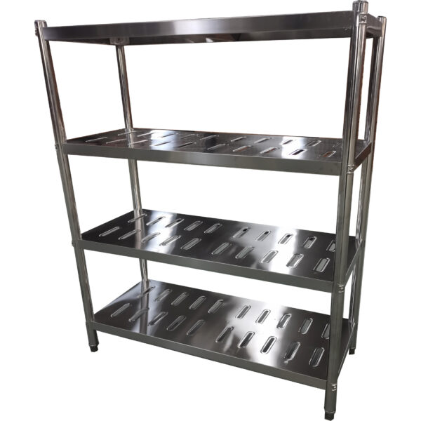 Nerūsējošā tērauda Plaukti Apaļas kājas 4 plaukti ar caurumiem | Adexa QHRSP1805