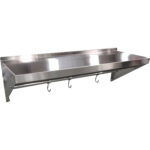 Nerūsējošā tērauda sienas plaukts ar vienu līmeni un āķiem | Adexa QHWSH1530