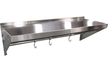 Nerūsējošā tērauda sienas plaukts ar vienu līmeni un āķiem | Adexa QHWSH1530