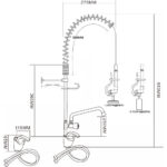 Iepriekšējās skalošanas izsmidzināšanas iekārta ar jaucējkrānu, montējama uz klāja Pacelšanas rokturis Viena caurums Dubultā savienojuma Augstums 650mm Caurums 22mm Nerūsējošais tērauds | Adexa 6801A08 - Image 2