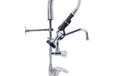 Iepriekšējās skalošanas izsmidzināšanas iekārta ar jaucējkrānu, montējama uz klāja Pacelšanas rokturis Viena caurums Dubultā savienojuma Augstums 650mm Caurums 22mm Nerūsējošais tērauds | Adexa 6801A08