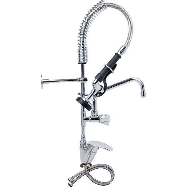 Iepriekšējās skalošanas izsmidzināšanas iekārta ar jaucējkrānu, montējama uz klāja Pacelšanas rokturis Viena caurums Dubultā savienojuma Augstums 650mm Caurums 22mm Nerūsējošais tērauds | Adexa 6801A08