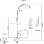 Iepriekšējas skalošanas izsmidzināšanas iekārta ar jaucējkrānu uz galda uzstādāma pagriežama roktura Vienas atveres Dubultā savienojuma Augstums 650mm Atvere 30mm Nerūsējošais tērauds | Adexa 6802A08 - Image 2