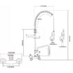 Iepriekšējās skalošanas smidzināšanas iekārta ar jaucējkrānu Sienas stiprinājums Roktura maiņa Divas atveres Dubulta savienojamība Augstums 640mm Atvere 18mm Nerūsējošais tērauds | Adexa 6803A08 - Image 2