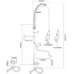 Iepriekšējās skalošanas izsmidzināšanas iekārta ar maisītāju uz klāja Uzstādāms ar pacelšanas rokturi Viena caurums Dubultā savienojuma Augstums 1210mm Caurums 22mm Nerūsējošais tērauds | Adexa 6901A12 - Image 2