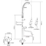 Iepriekšējas skalošanas smidzināšanas sistēma ar jaucējkrāna stiprinājumu klāja montāža Pagriežams rokturis Viena cauruma Dubultā savienojuma Augstums 1170mm Caurums 30mm Nerūsējošais tērauds | Adexa 6902A12 - Image 2