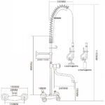 Priekšnoskalošanas izsmidzināšanas iekārta ar sienas stiprinājuma jaucējkrānu. Pagriežams rokturis. Divas atveres. Dubultā savienojuma. Augstums 1150mm. Caurums 18mm. Nerūsējošais tērauds | Adexa 6903A12 - Image 2