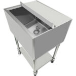 Komerciāla ledus tvertne ar diviem plastmasas paplātēm, riteņiem un vāku, nerūsējošais tērauds, 30 litri | Adexa CIBT1924C