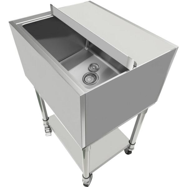 Komerciāla ledus tvertne ar diviem plastmasas paplātēm, riteņiem un vāku, nerūsējošais tērauds, 30 litri | Adexa CIBT1924C