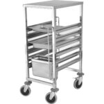 Plaukts/Paplāte/Panne Trolejbus Nerūsējošā tērauda Gastronorm GN1/1 6 līmeņu ar augšējo plauktu | Adexa RT1106T