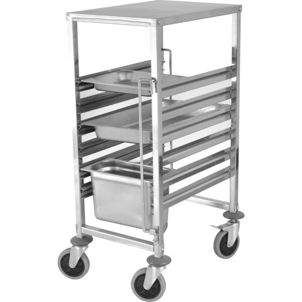 Plaukts/Paplāte/Panne Trolejbus Nerūsējošā tērauda Gastronorm GN1/1 6 līmeņu ar augšējo plauktu | Adexa RT1106T