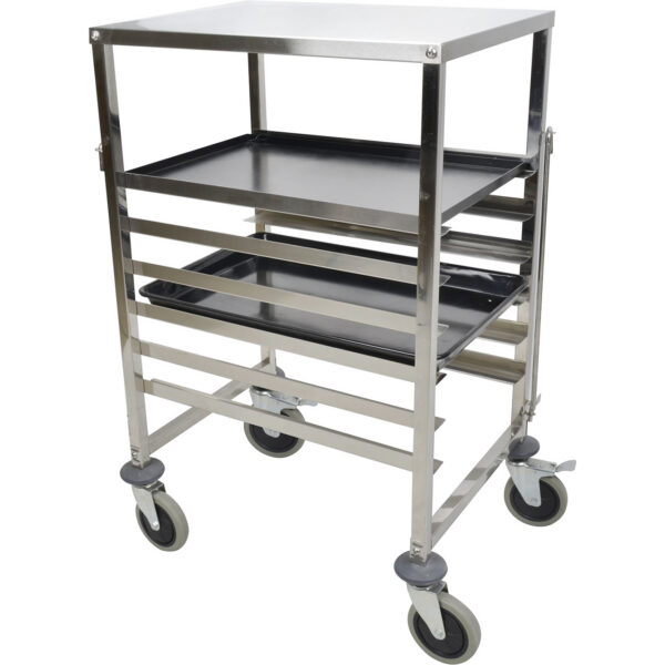 Cepamtrauku ratiņi ar augšējo plauktu 6x600x400mm paplātes Nerūsējošais tērauds 470x620x970mm Slāņu attālums 80mm | Adexa RT6406T