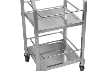 Servējošais ratiņš/Dzērienu ratiņš pudelēm Nerūsējošs tērauds 2 plaukti ar aizsargājošu rāmi Kvadrātcaurules 450x400x835mm | Adexa SBTB2C