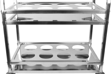 Dzērienu ratiņi/Pasniegšanas ratiņi pudelēm un konteineriem Nerūsējošs tērauds 2 plaukti ar pudeļu rāmi Kvadrātveida caurules 850x450x900mm | Adexa SCK2A