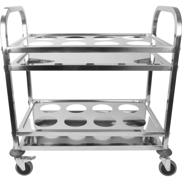 Dzērienu ratiņi/Pasniegšanas ratiņi pudelēm un konteineriem Nerūsējošs tērauds 2 plaukti ar pudeļu rāmi Kvadrātveida caurules 850x450x900mm | Adexa SCK2A