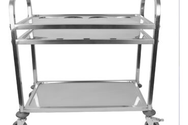 Servēšanas ratiņi/Dzērienu ratiņi pudelēm un traukiem Nerūsējošais tērauds 2 plaukti, viens no tiem ar pudeles rāmi Kvadrātveida caurules 850x450x900mm | Adexa SCT2A