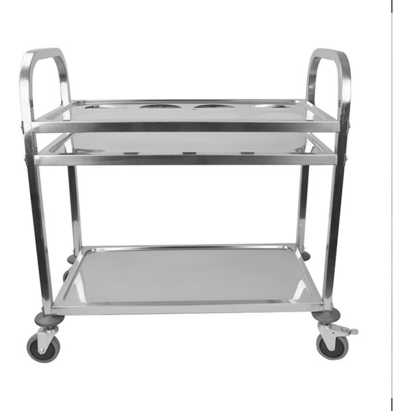 Servēšanas ratiņi/Dzērienu ratiņi pudelēm un traukiem Nerūsējošais tērauds 2 plaukti, viens no tiem ar pudeles rāmi Kvadrātveida caurules 850x450x900mm | Adexa SCT2A