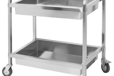 Apkalpošanas ratiņi Nerūsējošais tērauds 2 dziļi plaukti Kvadrātveida caurules 950x500x950mm | Adexa SDT2A