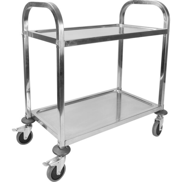 Apkalpošanas ratiņi Nerūsējošais tērauds 2 plaukti Kvadrātveida caurules 950x500x950mm | Adexa SST2A