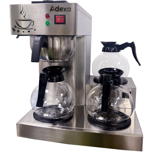 Komerciālā filtra kafijas automāts ar manuālu uzpildi un 3 karstajām plāksnēm | Adexa RBT386