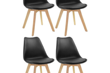 B PAKĀPES Sānu ēdamistabas krēsls ar polsterētu sēdekli Melns | Adexa WW003B B GRADE