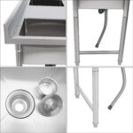 Komerciālā izlietne Nerūsējošais tērauds 1570x600x900mm 2 bļodas Aizsargsiena | Adexa YDRST60160X2M - Image 6