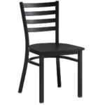 Melna tērauda krēsls ar melnu vinila spilvenu sēdekli un melnu atzveltni | Adexa GS694BSBB