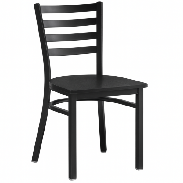 Melna tērauda krēsls ar melnu vinila spilvenu sēdekli un melnu atzveltni | Adexa GS694BSBB