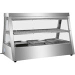 Apsildāms vitrīnas skapis ar 2 līmeņiem, atverams no aizmugures un priekšpuses 1100x655x740mm uz letes | Adexa HW2X3 - Image 3